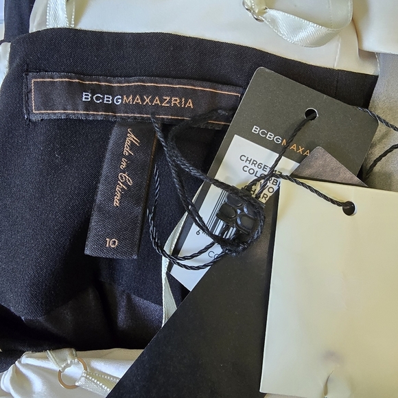 BCBG Maxazria Colorblocked Two-Fer Charmuese in black and white Dress - Picture 14 of 14